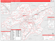 Johnson City Metro Area Wall Map Red Line Style